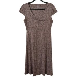 Toad&Co Dress‎ Womens S Tan Geometric Organic Cotton Tencel Cap Sleeve Travel